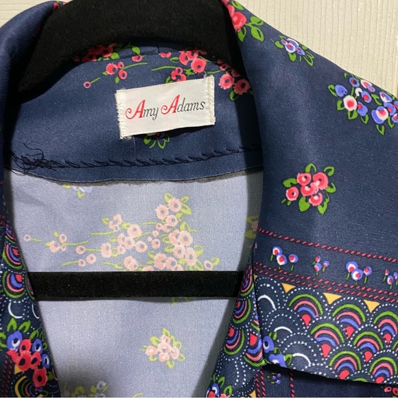 Vtg Amy Adams jacket/dress combo. Navy with red flowers. Tag size 14A - Picture 2 of 6
